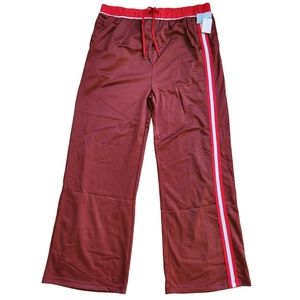 NWT Women's Sweat Pants Size XXL Maroon Graphic Logo Wide Leg